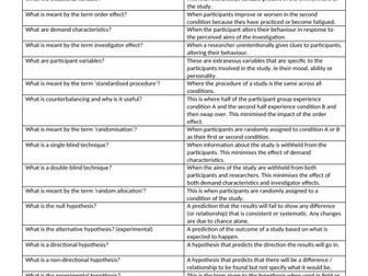 research methods folding revision questions gcse psyc edexcel