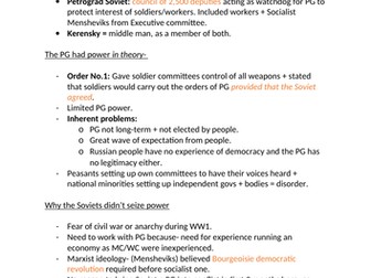 Russia 1917 Revolutions notes - AQA A-level Russian History