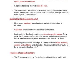 The role of Lenin in 1917 and the Bolshevik Party - AQA A-level Russian history