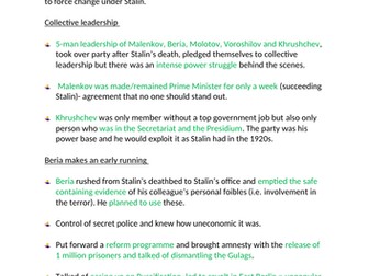 The emergence of Khrushchev and De-Stalinisation - AQA A-level Russian history