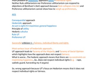 Utilitarianism revision pack - AQA A-level philosophy