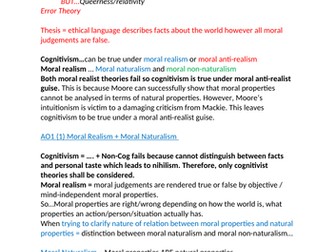 Meta-Ethics revision pack - AQA A-level philosophy