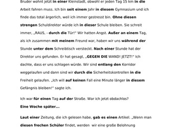 Reading text to identify genitive, accusative, dative cases in German