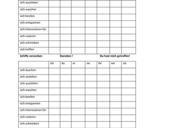 Battleships reflexive verbs German