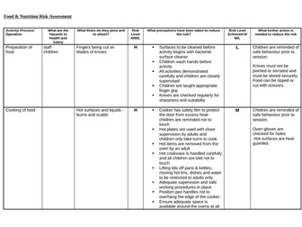 Primary cooking, textiles and tools risk assessment D&T