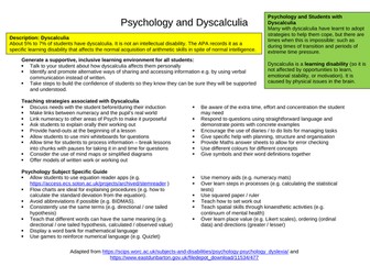 Dyscalculia for Psychology teachers