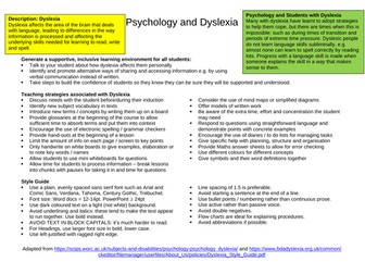 Dyslexia for Psychology teachers