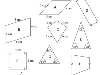 Match the shape names with shapes shown