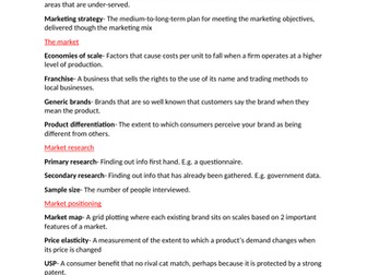 Edexel A level business- Marketing and people and global  business (ALL KEY TERMS)