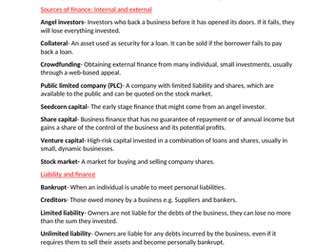 Edexcel A level business: Managing business activities + business decisions and strategy (KEY TERMS)