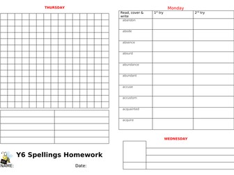 UKS2 spellings (56 weeks worth)