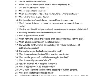 AQA Trilogy Biology paper 2 revision F - 50 questions with answers