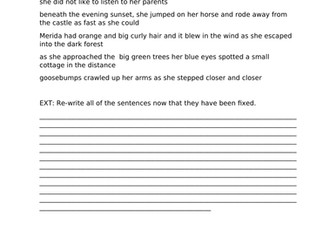 Merida Disney Brave KS2 proof read and edit activity