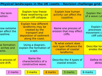 Rivers and Coasts GCSE retrieval grids