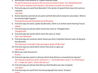 Romeo and Juliet, Act 1 Scene 5 (Shakespeare) - Narrative Retelling