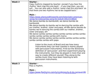 Year 1 music planning