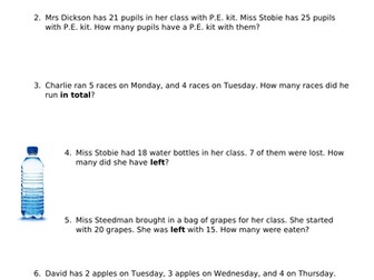 Addition and Subtraction word problems