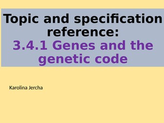 AQA A level Biology Section 4: DNA, genes, genetic diversity, biodiversity