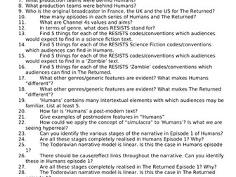 175 Questions for revision- EDUQAS A level C2 Television Humans & The Returned