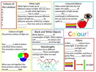 KS3 Physics Colour - Differentiated Sheet