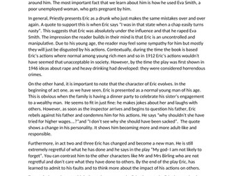 How is Eric Presented in an Inspector Calls?- SAMPLE ESSAY