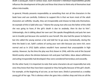 How is responsibility presented in an Inspector Calls?-SAMPLE ESSAY