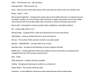 AQA GCSE Computer Science Keywords paper 1 and paper 2