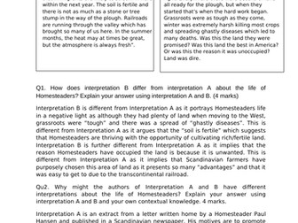 America 1840-1895 AQA Model answers for all questions.