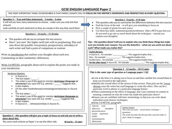 English Language Paper 2 Question guideline overview sheet