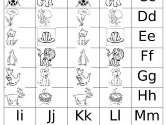 Alphabet pictures and letters match