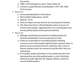 Essay plans for edexcel UK politics paper 1