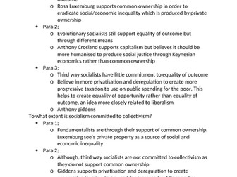 essay questions/plans on Edexcel G&P core ideologies