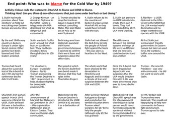 Activity - Who was to blame for the Cold War?
