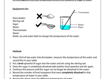 Solubility of Sugar in Water at Different Temperatures Practical/Assessment