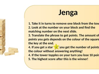 Jenga Vocabulary Revision Game