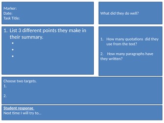 A Peer Assessment Sheet For Summarising Questions