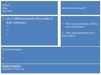 A Peer Assessment Sheet For Summarising Questions