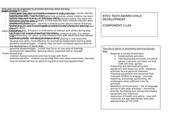 Component 2 Knowledge organiser BTEC Tech Award Child Development Level 1/2