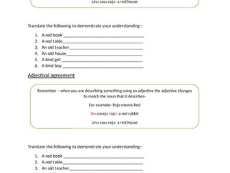 Spanish Pupil Response/ Feedback tasks