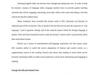 Using the Film Animal Farm from the Novel by George Orwell in College ESL Class