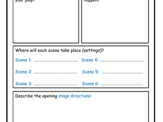 Planning a Play Script - Template to complete