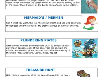 Swimming games, activities and ideas (starters / plenaries KS1 and KS2)