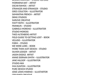 List of Illustrators and Studios