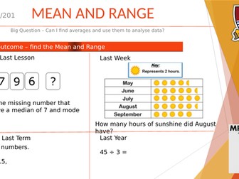 Mean and range average for beginners