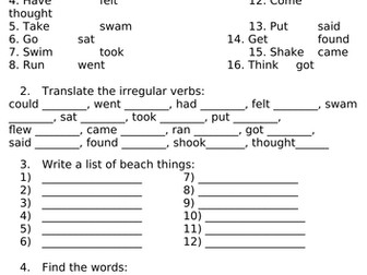 Winnie the Witch at the seaside - worksheet