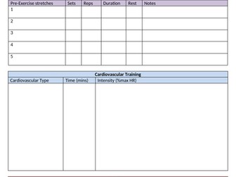 Fitness training - session plan templates (worksheet)