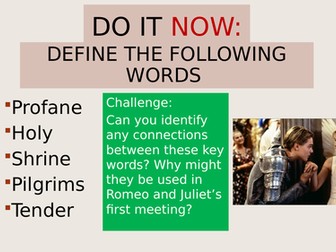 Lesson: Romeo & Juliet Act1 Scene 5 (GCSE AQA English Literature)