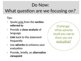 P1Q4 Lesson: Oliver Twist (GCSE English Language AQA Question 4)