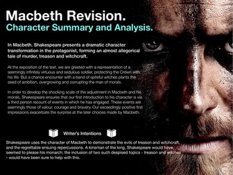 Macbeth Character Revision - GCSE ENGLISH LITERATURE
