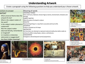 Tiered Content, Form, Process and Mood questions for analysing artwork
